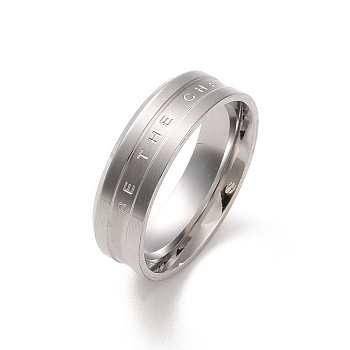 Ion Plating(IP) 304 Stainless Steel Finger Ring, Wind Band Ring, Stainless Steel Color, 6mm,US Size 7(17.3mm)