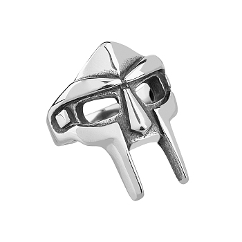 Titanium Steel Gothic Mask Finger Ring for Men Women, Antique Silver, US Size 9(18.9mm)