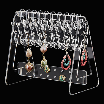Elite 1 Set Transparent Acrylic Earring Display Stands, Clothes Hanger Shaped Earring Organizer Holder with 10Pcs Butterfly Hangers, Clear, Finish Product: 15x8.3x12cm