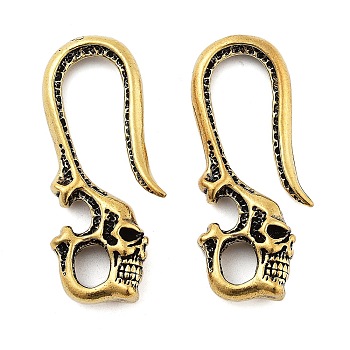 Retro Brass S Shaped Skull Hook Clasp for Car Keychain, Antique Bronze, 53.5x23.5x8.5mm