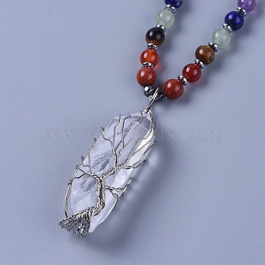 Natural Garnet & Natural Mixed Stone Pendant Necklace(NJEW-I109-D03)-2