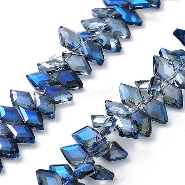 Marine Blue Rhombus Glass Beads