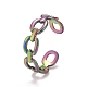 Ионное покрытие цвета радуги (ip) 304 овальное кольцо из нержавеющей стали с открытой манжетой для женщин(RJEW-A005-33MC)-2