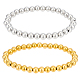 4Pcs 2 Colors 201 Stainless Steel Round Beaded Stretch Bracelets Set for Men Women(BJEW-BC0001-15B)-1