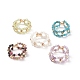 Gemstone & Brass Braided Beaded Circle Ring Wrap Stretch Ring for Women(RJEW-JR00542)-1