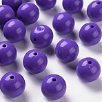 Opaque Acrylic Beads, Round, Medium Slate Blue, 20x19mm, Hole: 3mm, about 111pcs/500g(MACR-S370-C20mm-31)