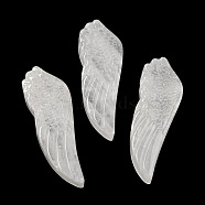 Natural Quartz Crystal Pendants, Rock Crystal Pendants, Carved Wing Charms, 56~59x19~22x7~10.5mm, Hole: 1.3mm(G-M417-05H)