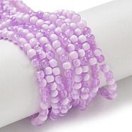 Crackle Glass Beads Strands, Rondelle, Medium Purple, 4.5mm, Hole: 0.7mm, about 208~217pcs/strand, 299.21''(760cm)(GLAA-U001-4mm-04)