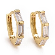Clear Cubic Zirconia Rectangle Hoop Earrings, Rack Plating Brass Jewelry for Women, Cadmium Free & Lead Free & Nickle Free, Real 18K Gold Plated, 12x12.5x2mm, Pin: 0.8mm(X-EJEW-I265-08G)