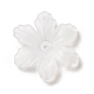 Transparent Acrylic Bead Caps, 6-Petal, Frosted, Flower, White, 27x24x5mm, Hole: 1.6mm(X-MACR-J122-04)