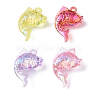 Electroplate Transparent UV Plating Acrylic Pendants, Iridescent, Carp Charms, Mixed Color, 45.5x31.5x16mm, Hole: 3mm(OACR-I014-24)