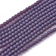 Frosted Opaque Glass Bead Strands, Round, Purple, 2.5mm, Hole: 0.7mm, about 150pcs/strand, 15.35 inch(39cm)(X-FGLA-G002-A04)