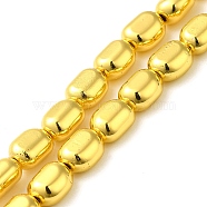 Electroplated Synthetic Non-magnetic Hematite Beads Strands, Oval, Golden Plated, 9.5x8x6mm, Hole: 0.9mm, about 42pcs/strand, 16.14''(41cm)(G-Q1009-J02-01G)