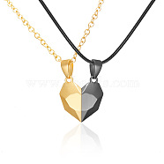 Valentine's Day Stainless Steel Magnetic Heart-shaped Couples Necklace Set with Peach Heart Pendant, Gunmetal & Golden(RE7695-8)