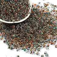 6/0 Spray Paint Glass Seed Beads, Teardrop, Teal, 5x4.5x4mm, Hole: 1mm, about 4500pcs/pound(SEED-H003-11G)