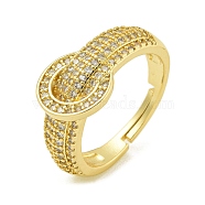 Brass Pave Cubic Zirconia Rings, for Women, Lead Free & Cadmium Free, Real 18K Gold Plated, Real 18K Gold Plated, 10.5mm, Inner Diameter: 17mm(RJEW-U011-02G)