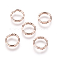 304 Stainless Steel Split Rings, Double Loops Jump Rings, Rose Gold, 10x2mm, Inner Diameter: 8mm, Single Wire: 1mm(STAS-P223-22RG-06)