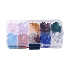 100Pcs 10 Colors Glass Pendants, with Plastic Box, Octagon, 14x14x7mm, Hole: 1.4mm, 10pcs/color(AJEW-H154-08D)