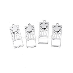 201 Stainless Steel Pendants, Rectangle with Sun, Stainless Steel Color, 27.5x10.5x1.5mm, Hole: 1.8mm(STAS-T063-171P)