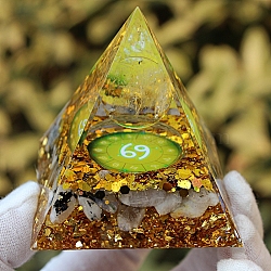 Orgonite Pyramid Resin Energy Generators, Reiki  Natural Quartz Crystal Chips Inside for Home Office Desk Decoration, Cancer, 60x60x60mm(PW-WG82346-09)