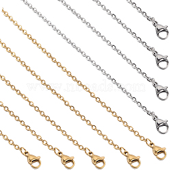 10Pcs 2 Colors 304 Stainless Steel Cable Chain Necklace, with Lobster Clasps, Golden & Stainless Steel Color, 23.6 inch(60cm), 5Pcs/color(NJEW-SC0001-25)