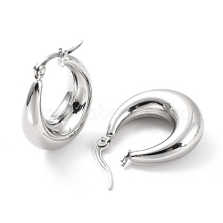 Non-Tarnish 304 Stainless Steel Chunky Hoop Earrings for Women, Stainless Steel Color, 26x22x8mm, Pin: 0.6mm(EJEW-F280-06B-P)