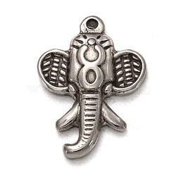 304 Stainless Steel Pendants, Elephant, Antique Silver, 18.5x13.5x2.5mm, Hole: 1.2mm(STAS-I170-22AS)