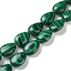 Synthetic Malachite Beads Strands, Flat Teardrop, 13~14x9.5~10x5~5.5mm, Hole: 1.2mm, about 28pcs/strand, 15.16''(38.5cm)(G-K357-A02-01)