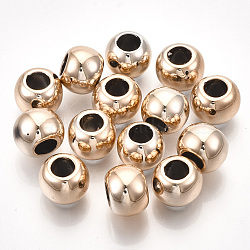 UV Plating ABS Plastic European Beads, Large Hole Beads, Round, Rose Gold, 10x8mm, Hole: 5mm(CCB-S162-28H-03)