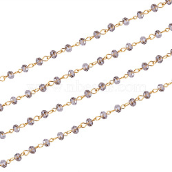Handmade Rondelle Glass Beads Chains for Necklaces Bracelets Making, with Golden Iron Eye Pin, Unwelded, Gray, 39.3 inch(X-AJEW-JB00037-05)