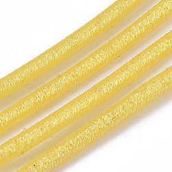 PVC Tubular Synthetic Rubber Cord, Hollow Pipe, with Glitter Powder, Gold, 5.5mm, Hole: 2.5mm, about 54.68 yards(50m)/bundle(RCOR-T002-02A-07)
