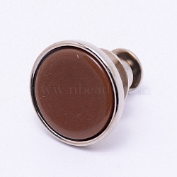Alloy Button Pins for Jeans, with Resin, Garment Accessories, Flat Round, Saddle Brown, 16x15mm, Pin: 1.2mm, Hole: 1.2mm(PJ-TAC0003-01P-10)