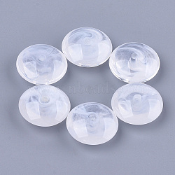 Acrylic Beads, Imitation Gemstone, Rondelle, Clear & White, 18x7.5mm, Hole: 2mm, about 389pcs/500g(OACR-T006-126)