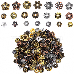 200Pcs 20 Styles Tibetan Style Alloy Flower Bead Caps, Mixed Color, 6~10x2~4mm, Hole: 1~2mm, 10pcs/style(TIBE-YW0001-87)