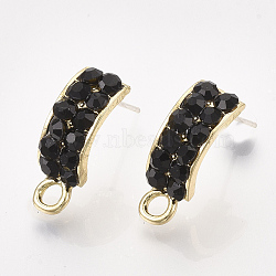 20pc Rectangle Alloy Rhinestone Stud Earring With Loop For Dangle Earring 18x6mm 