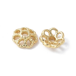 Flower Brass Bead Caps, Rack Plating, Cadmium Free & Lead Free, Long-Lasting Plated, Real 18K Gold Plated, 8x3mm, Hole: 1.6mm(KK-F892-34G-08)