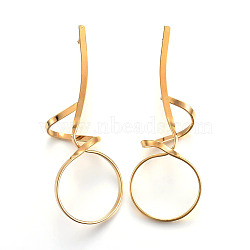 Ion Plating(IP) 304 Stainless Steel Stud Earrings, Golden, 68x25x15mm, Pin: 0.7mm(EJEW-L215-48G)