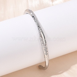 304 Stainless Steel Open Cuff  Bangles for Women, Stainless Steel Color, 1/4 inch(0.6cm), Inner Diameter: 2-1/2 inch(6.2cm)(BJEW-R019-03P-03)