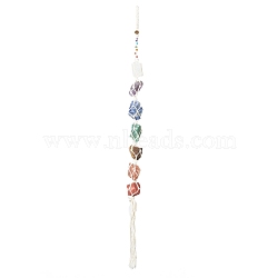 Gemstone Pendant Decorations, with Cotton Thread, Nuggets, 630mm(AJEW-I059-10)