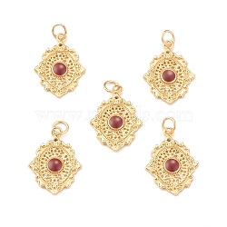 Eco-Friendly Brass Enamel Pendants, with Jump Ring, Lead Free & Cadmium Free, Flower Charm, Real 18K Gold Plated, Red, 21.5x16x1.5mm, Hole: 3.5mm(KK-I698-06B)