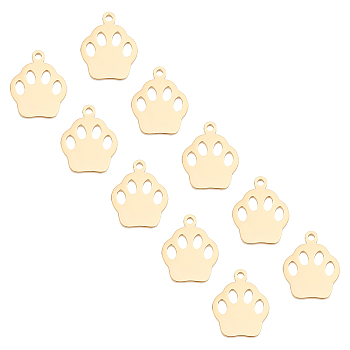 Unicraftale 304 Stainless Steel Charms, Laser Cut, Dog Footprint, Golden, 12.5x10x1mm, Hole: 1.5mm, 20pcs/box
