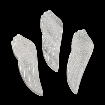 Natural Quartz Crystal Pendants, Rock Crystal Pendants, Carved Wing Charms, 56~59x19~22x7~10.5mm, Hole: 1.3mm