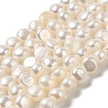 Natural Cultured Freshwater Pearl Beads Strands, Two Sides Polished, Grade 6A+, PapayaWhip, 5~6x6~7x4~5mm, Hole: 0.6mm, about 61~62pcs/strand, 13.58~13.78 inch(34.5~35cm)