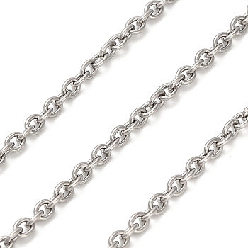 316 Surgical Stainless Steel Cable Chains, Unwelded, with Spool, Stainless Steel Color, 3.7x3x0.8mm