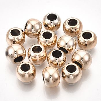 UV Plating ABS Plastic European Beads, Large Hole Beads, Round, Rose Gold, 10x8mm, Hole: 5mm