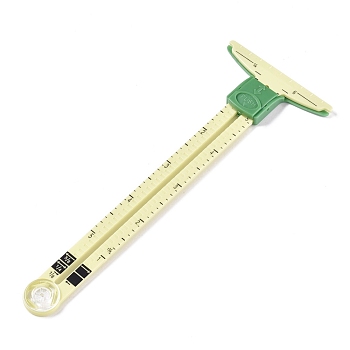 Sliding Gauge Measuring Sewing Ruler Tool, for Sewing,Crafting, Marking Button Holes, Light Yellow, 175x64x8mm