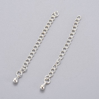 304 Stainless Steel Chain Extender, Soldered Chains, Silver, 55~63x3mm