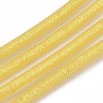 PVC Tubular Synthetic Rubber Cord, Hollow Pipe, with Glitter Powder, Gold, 5.5mm, Hole: 2.5mm, about 54.68 yards(50m)/bundle