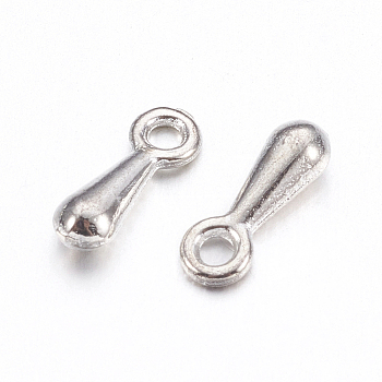 Alloy Charms, Chain Extender Drop, Long-Lasting Plated, Teardrop, Platinum, 7x2.5x2mm, Hole: 1mm