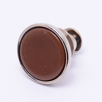 Alloy Button Pins for Jeans, with Resin, Garment Accessories, Flat Round, Saddle Brown, 16x15mm, Pin: 1.2mm, Hole: 1.2mm